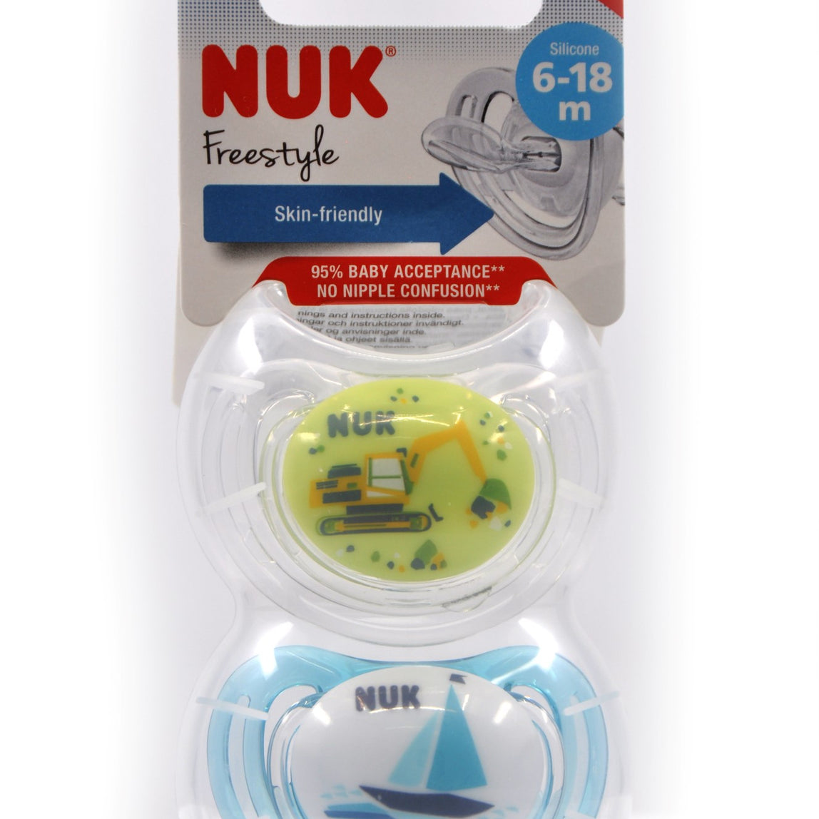 NUK Pacifier Silicone Size 2 Freestyle (2 Pcs) - MamaApp