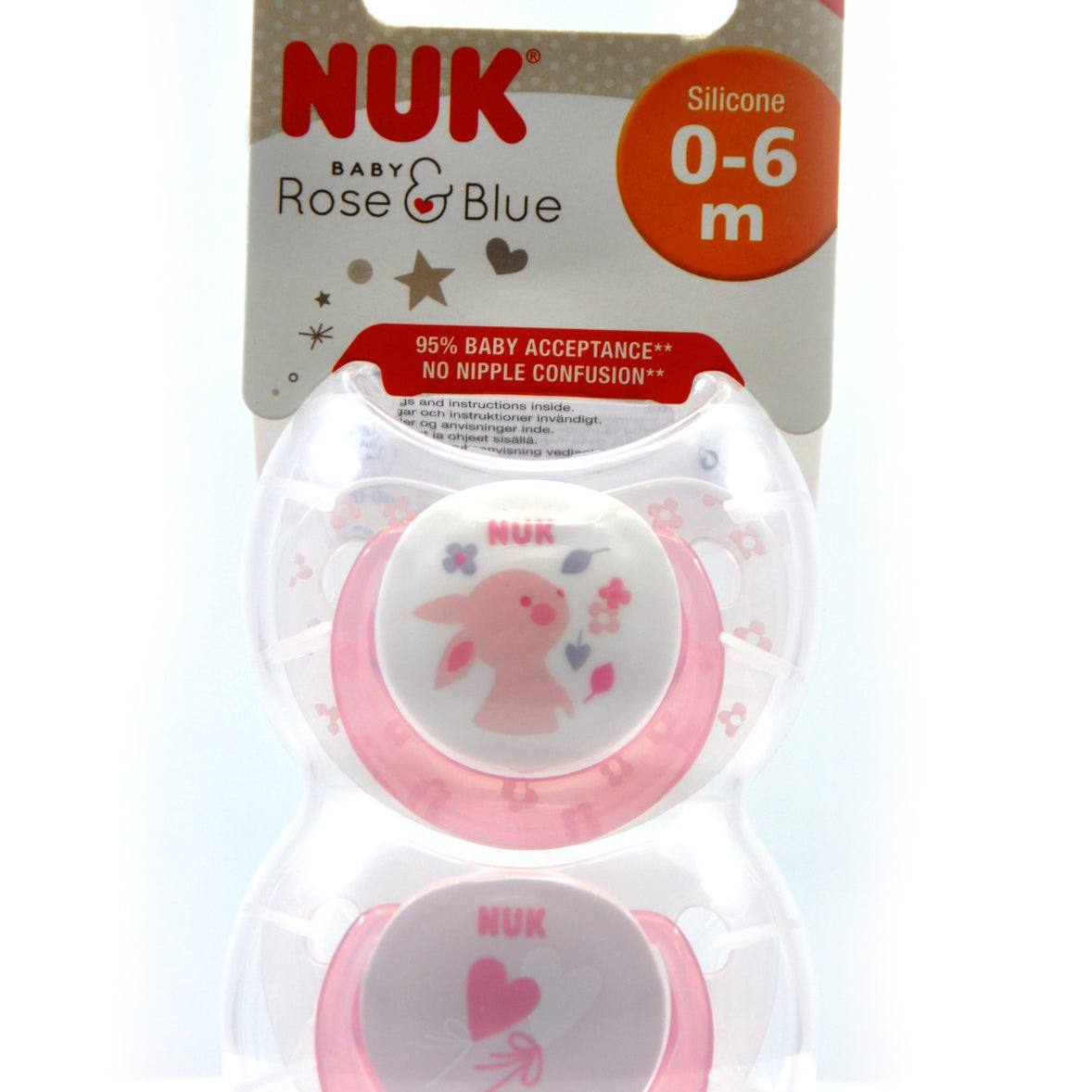 MamaApp NUK Pacifier Silicone Size 1 Baby Rose (2 Pcs)