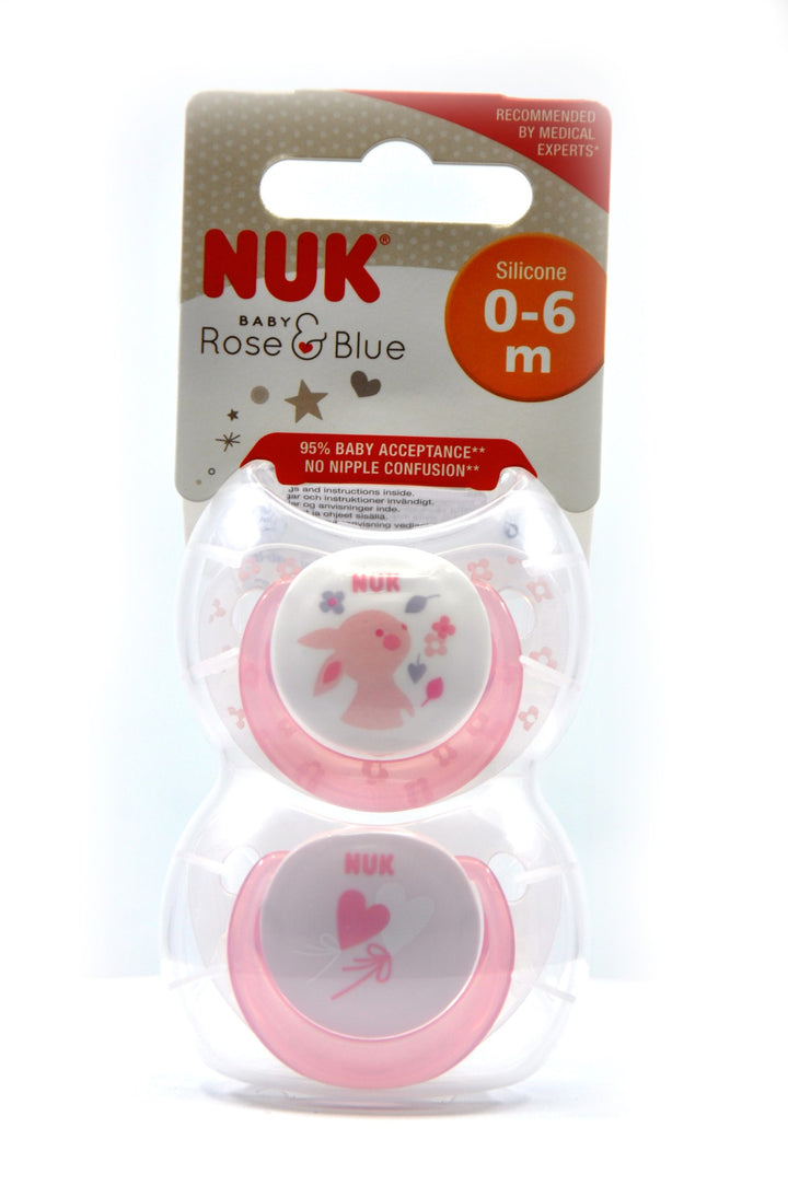 NUK Pacifier Silicone Size 1 Baby Rose (2 Pcs)