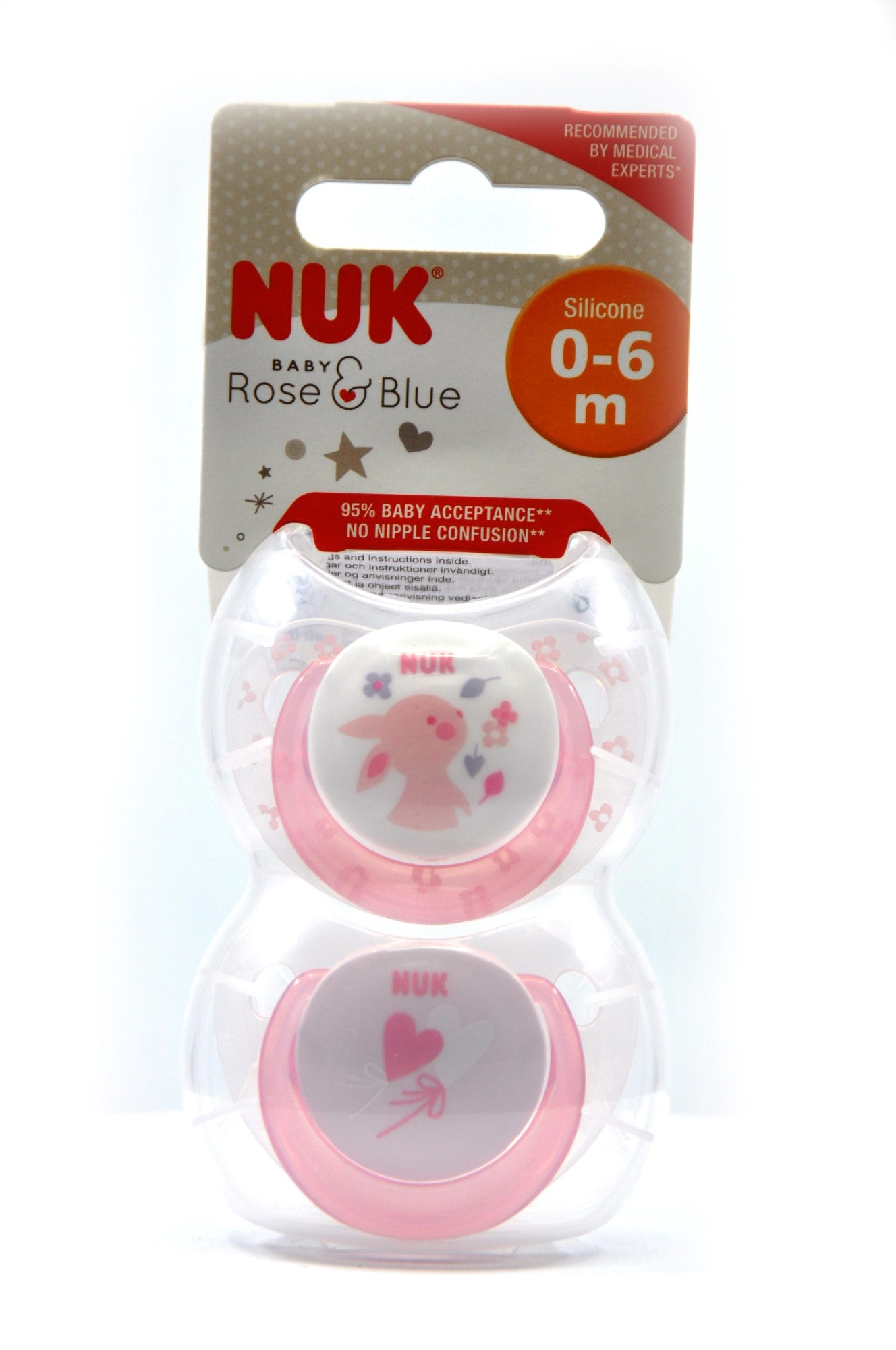 MamaApp NUK Pacifier Silicone Size 1 Baby Rose (2 Pcs)