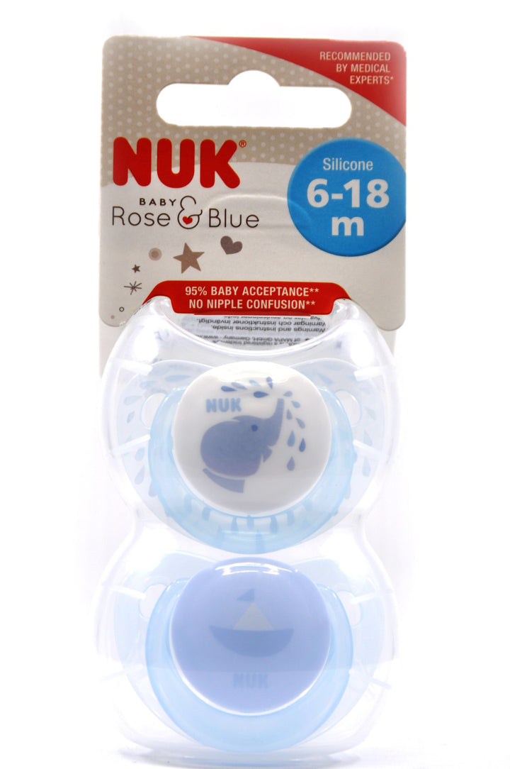 NUK Pacifier Silicone Size 2 Baby Blue (2 Pcs)