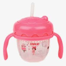 Farlin Gulu Straw Learner Cup 120ml Pink