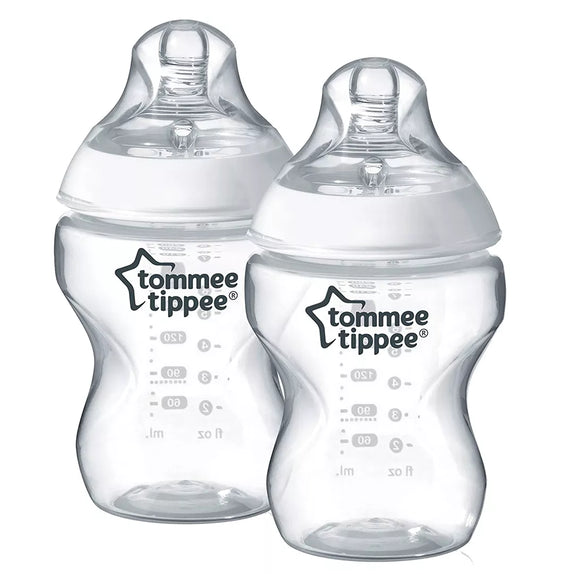 Tommee Tippee Closer to Nature Feeding Bottle, 260ml x 2  - Clear - MamaApp