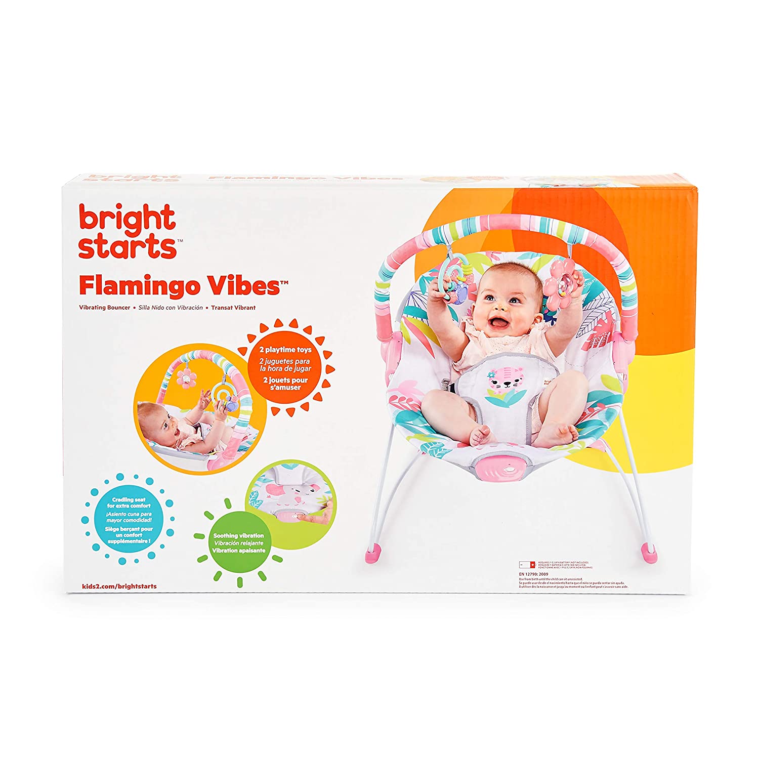 Kids2 Bright Starts Flamingo Vibes Vibrating Bouncer