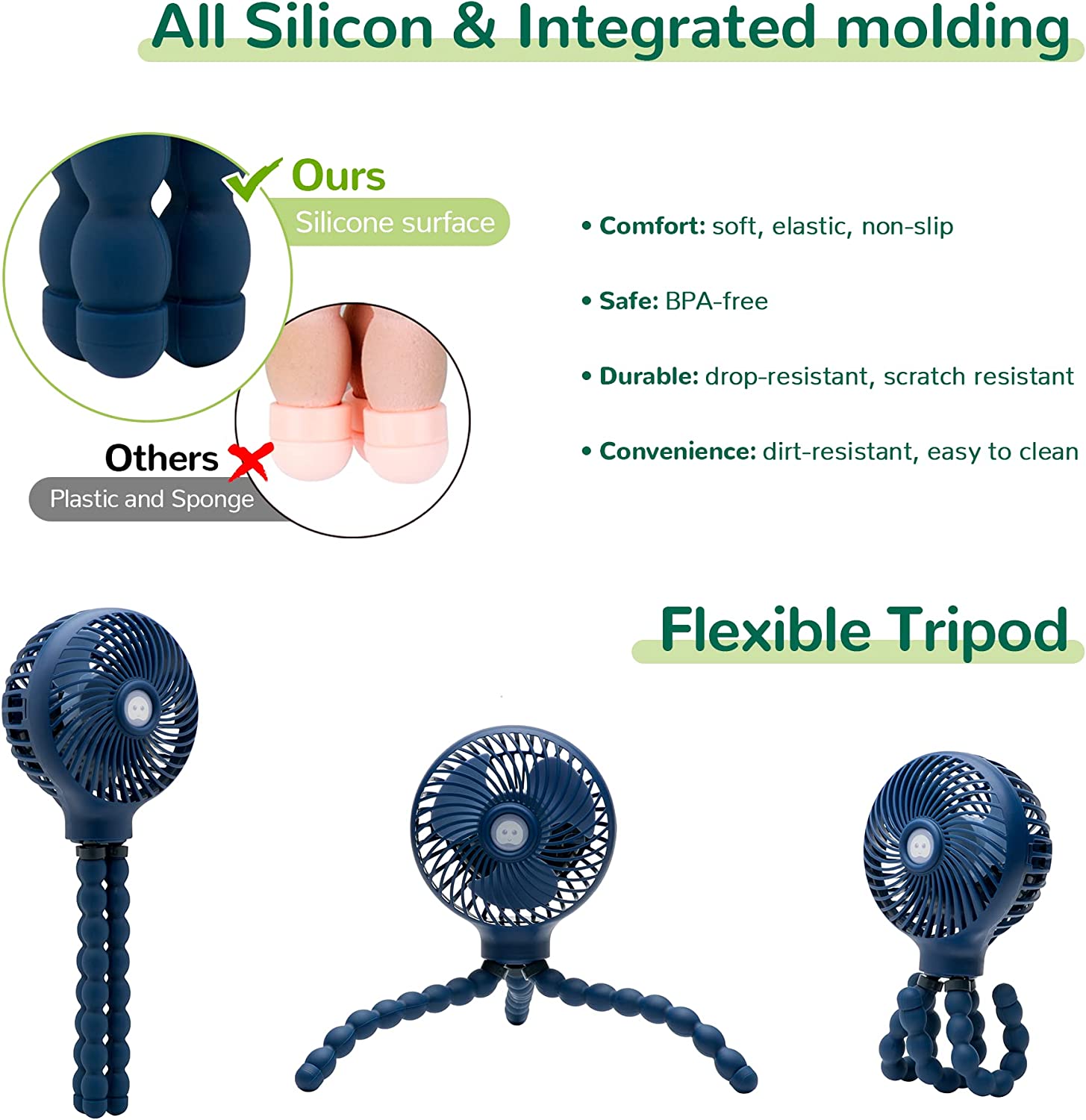 Flexible Mini Fan Hands-Free, Stroller Fan