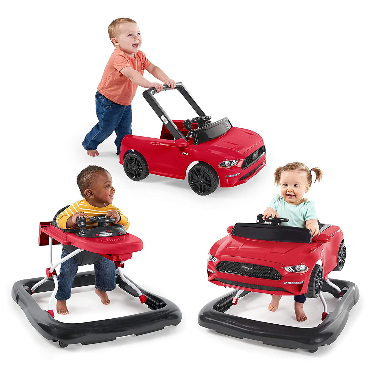 Bright Starts Ford Mustang 4 in 1  Walker - Red - MamaApp