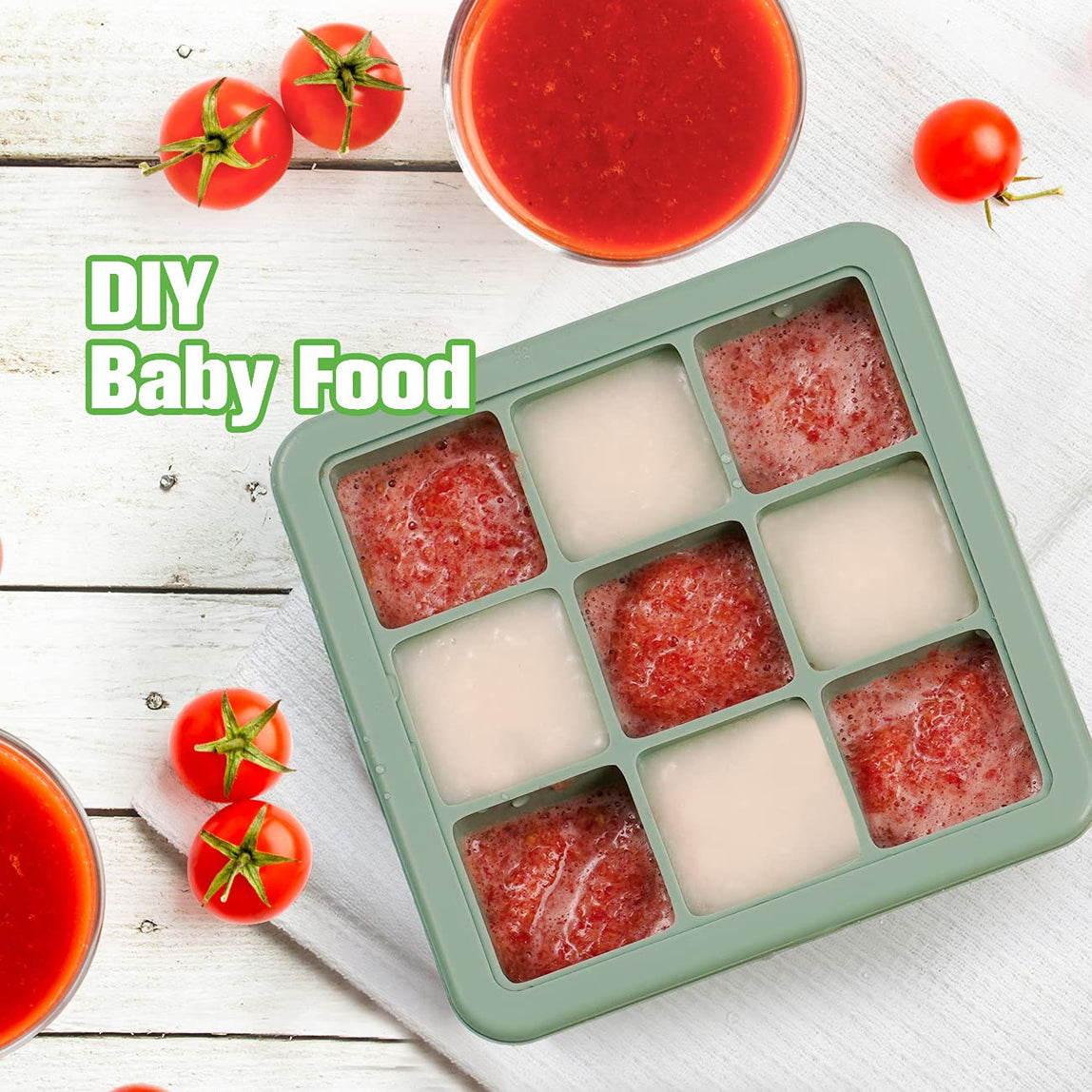 Haakaa Silicone Freezer Tray with Lid - 9 Compartments - MamaApp