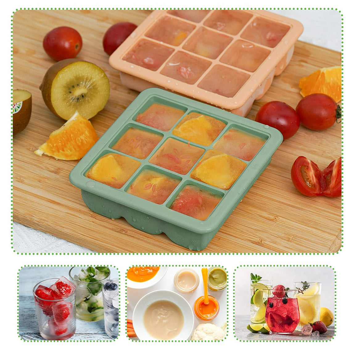 Haakaa Silicone Freezer Tray with Lid - 9 Compartments - MamaApp