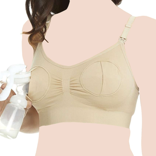 Hands Free Pumping & Nursing Bra - Beige (Unpadded)
