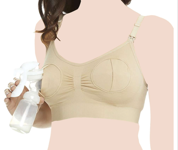 Hands Free Pumping & Nursing Bra - Beige (Unpadded)