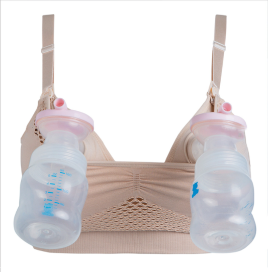 Hands Free Pumping & Nursing Bra - Beige (Padded)