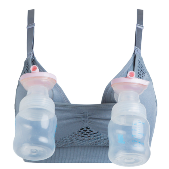 Hands Free Pumping & Nursing Bra - Grey (Padded)