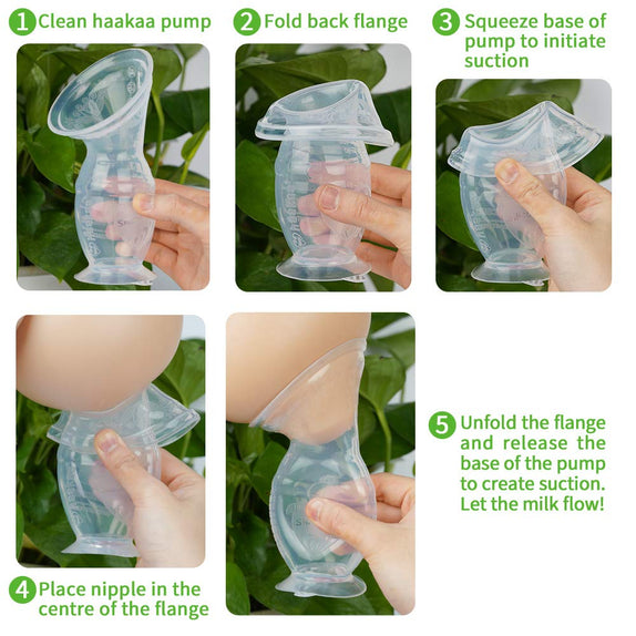 Haakaa 150ml Silicone Breast Pump & Flower Stopper Set - MamaApp