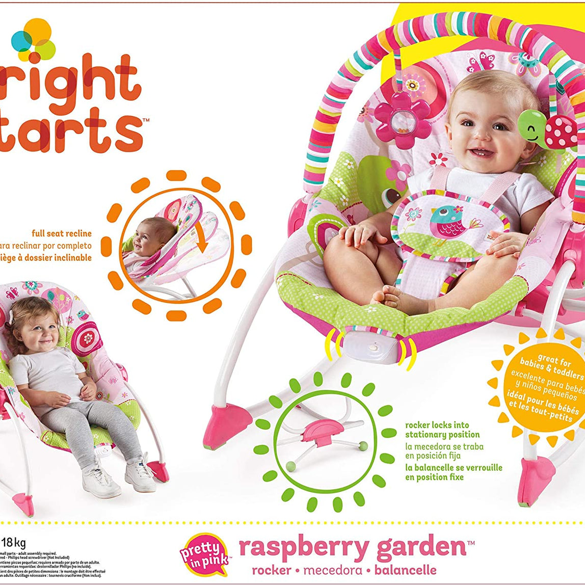 Bright Starts Infant To Toddler Rocker Raspberry Garden - MamaApp