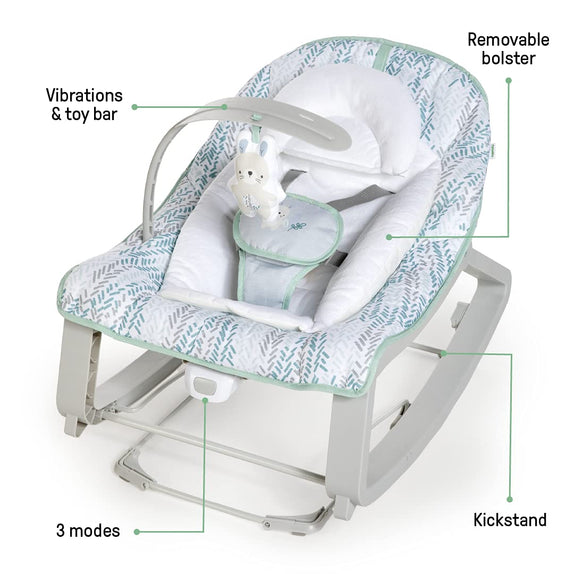 Ingenuity Keep Cozy 3in1 Grow with Me Bounce & Rock Seat  Spruce - MamaApp