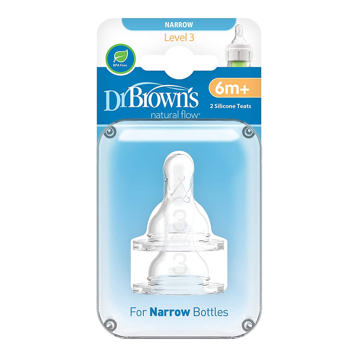 Dr. Brown's Natural Flow Level 3 Narrow Silicone Nipple - MamaApp