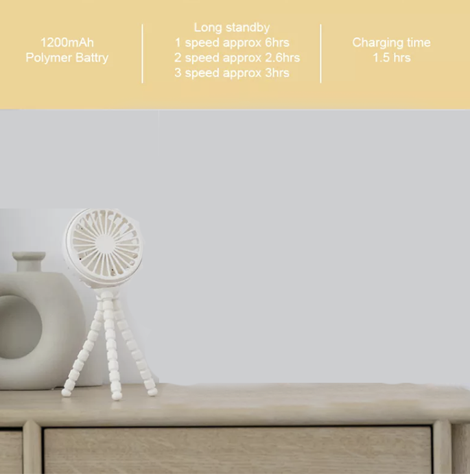 Flexible Mini Fan Hands-Free, Stroller Fan