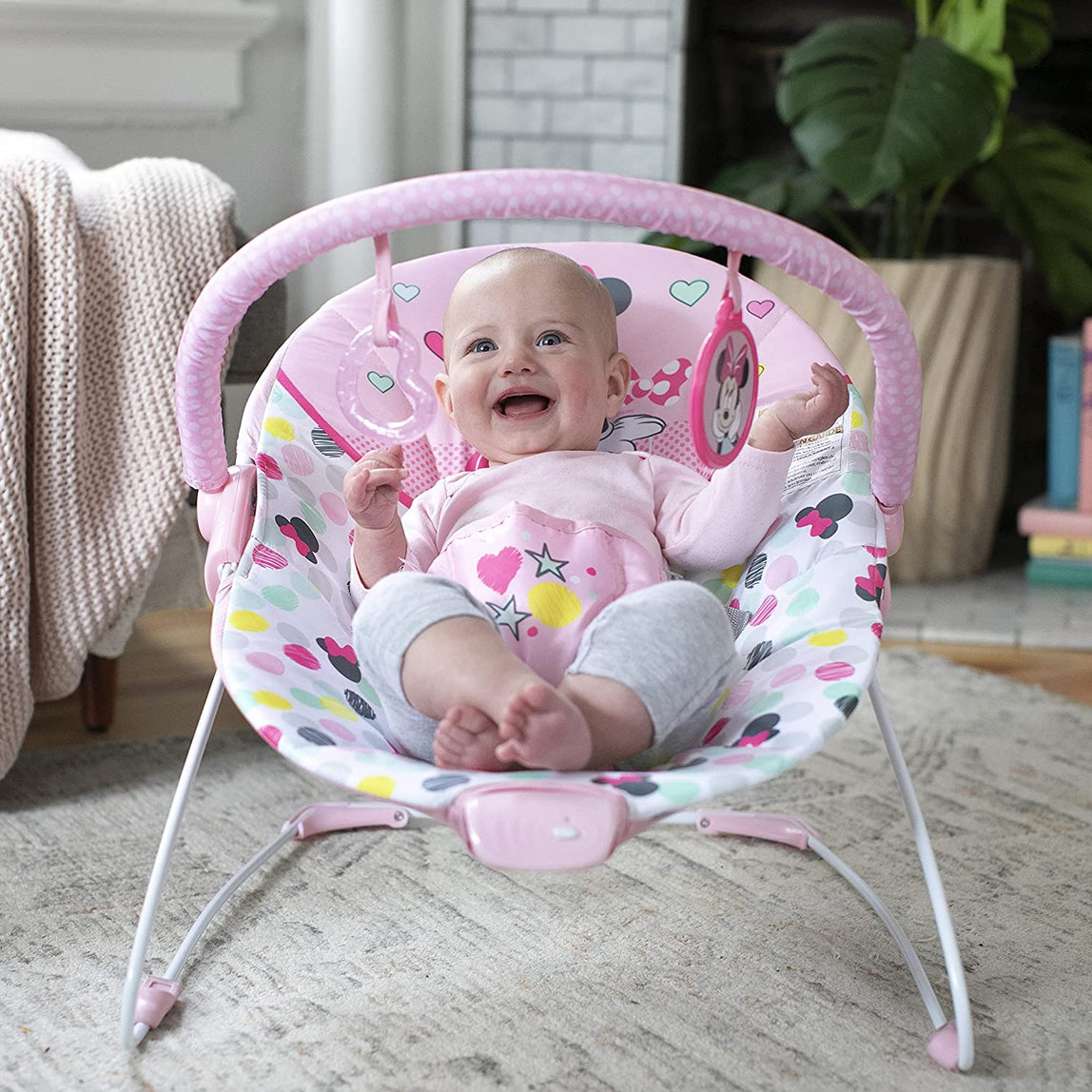 Bright Starts Minnie Mouse Spotty Dotty Vibrating Bouncer - MamaApp