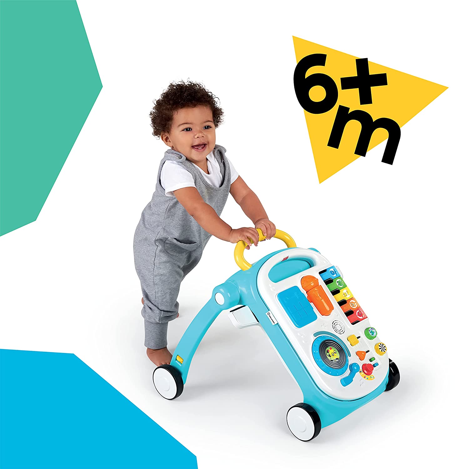 Kids2 Baby Einstein Musical Mix ‘N Roll 4-in-1 Push Walker, Activity Center, Toddler Table and Floor -Toy