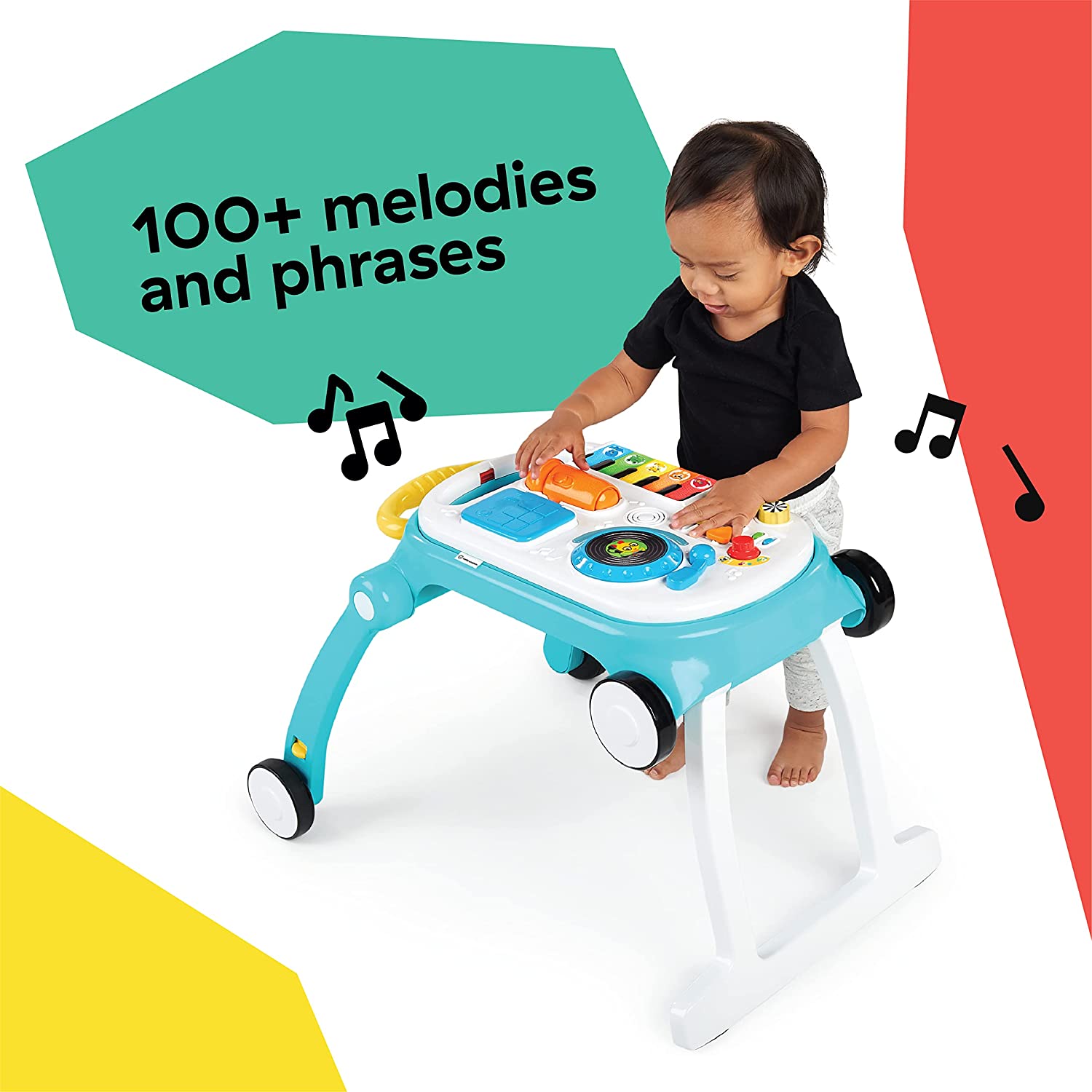 Kids2 Baby Einstein Musical Mix ‘N Roll 4-in-1 Push Walker, Activity Center, Toddler Table and Floor -Toy