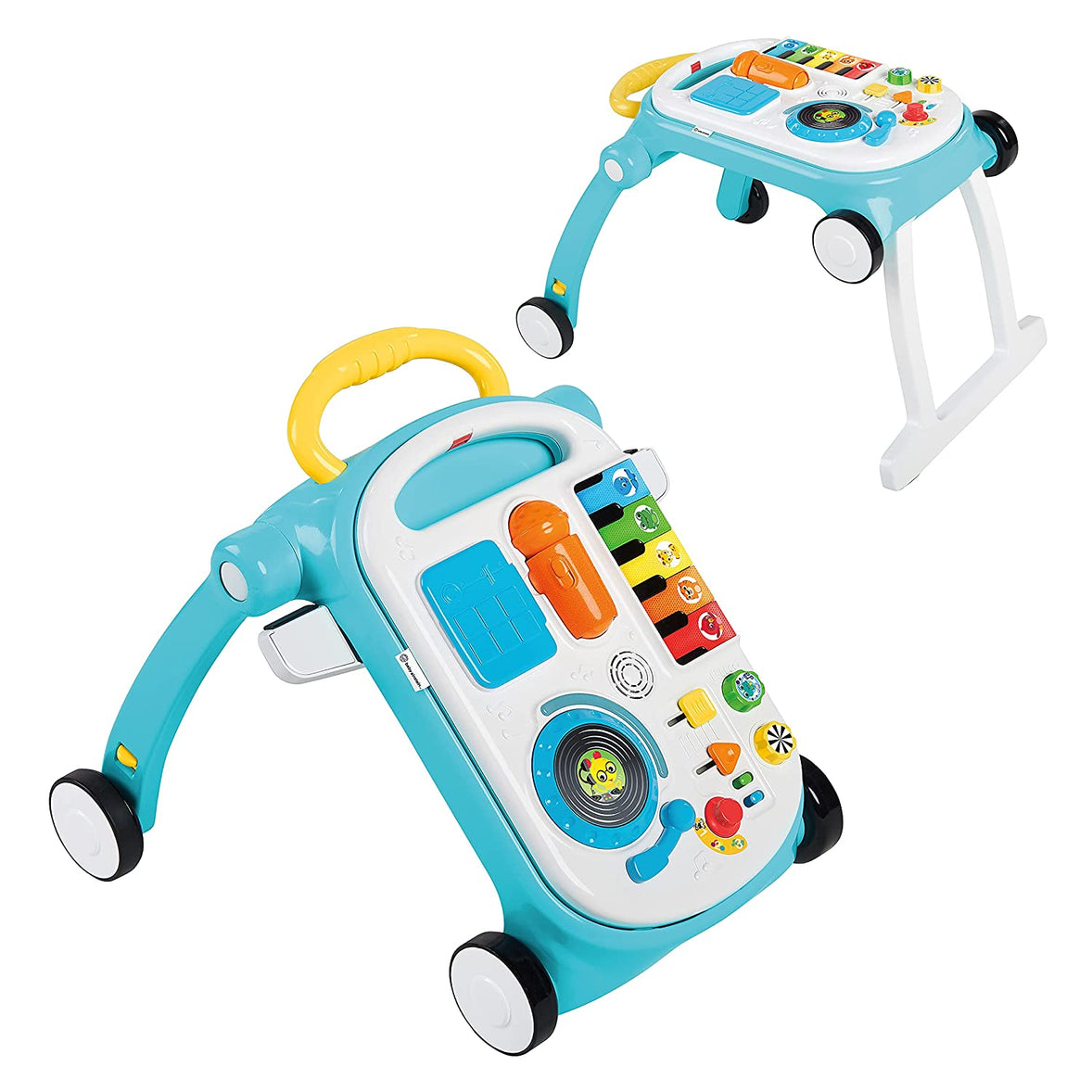 Kids2 Baby Einstein Musical Mix ‘N Roll 4-in-1 Push Walker, Activity Center, Toddler Table and Floor -Toy