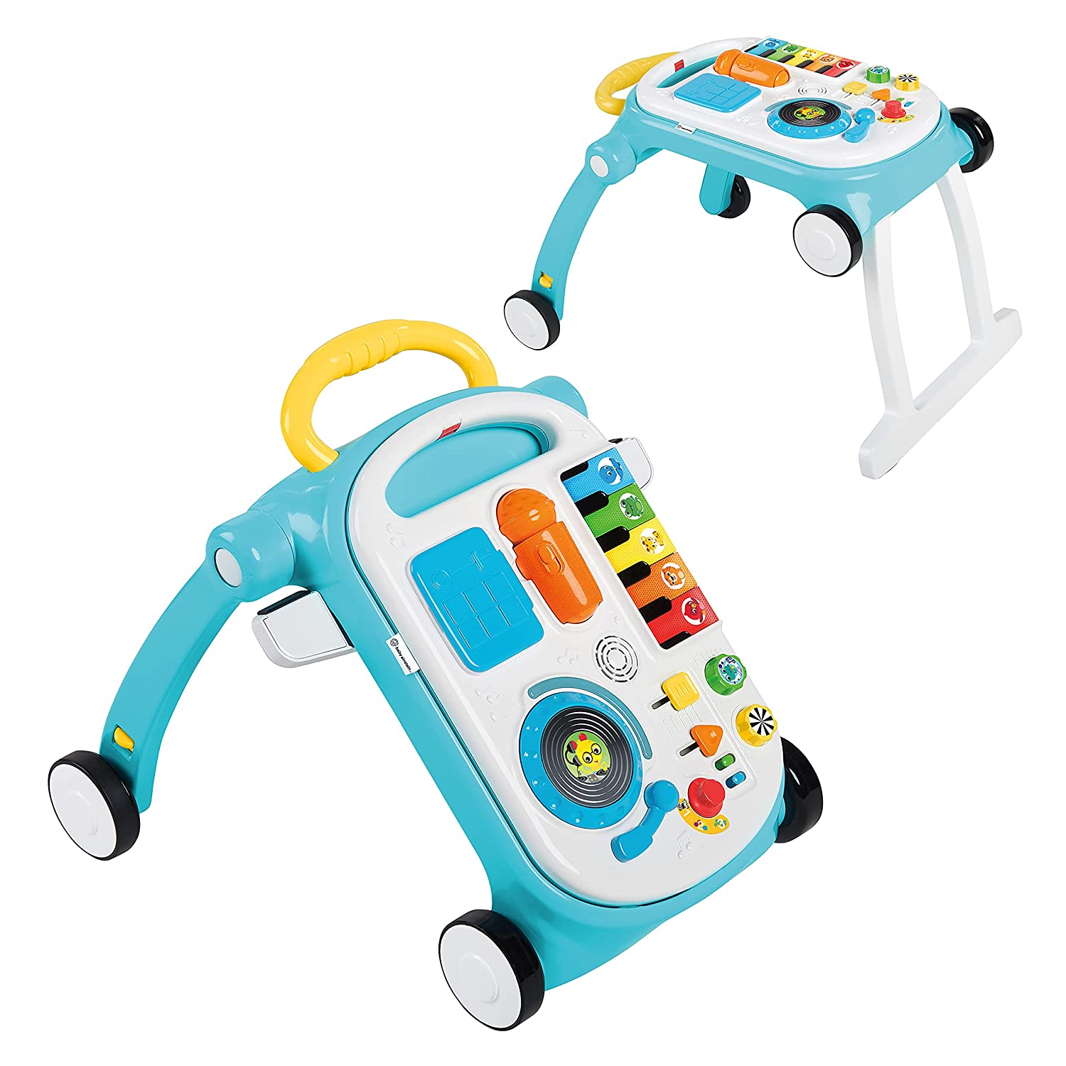 Kids2 Baby Einstein Musical Mix ‘N Roll 4-in-1 Push Walker, Activity Center, Toddler Table and Floor -Toy