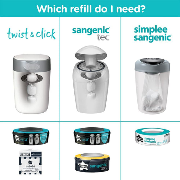 Tommee Tippee Twist & Click Advance Nappy Bin - MamaApp