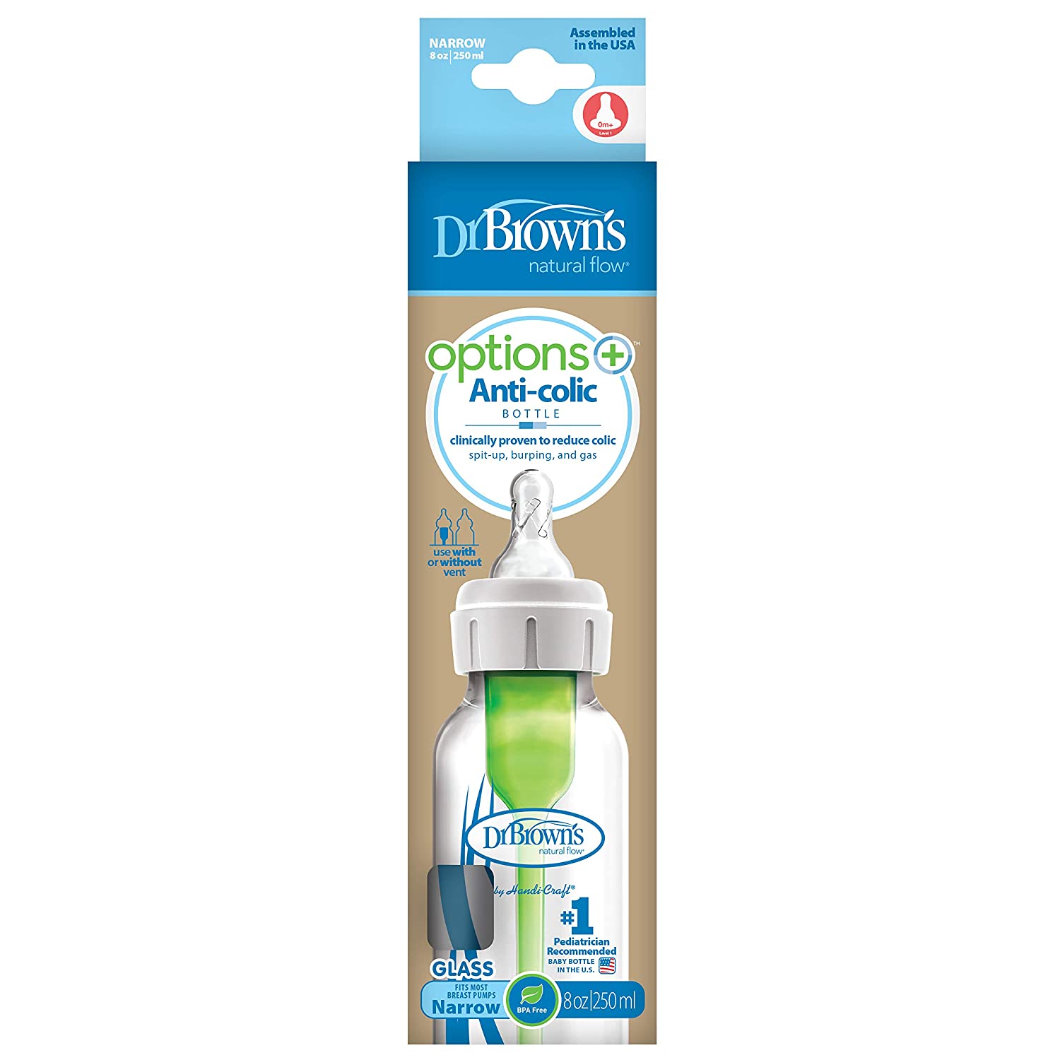 Dr. Brown's Natural Flow Glass Options+ Narrow Bottle 250 ml