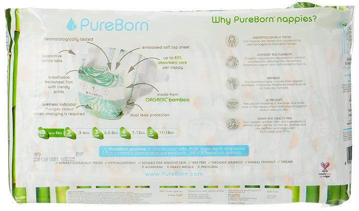 Pure Born Organic Bamboo Diapers NB 34's