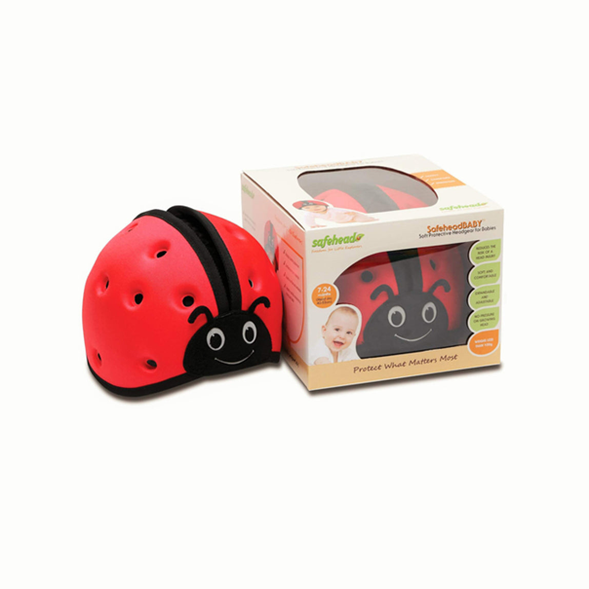 Safehead Baby Headgear Ladybird-Red - MamaApp