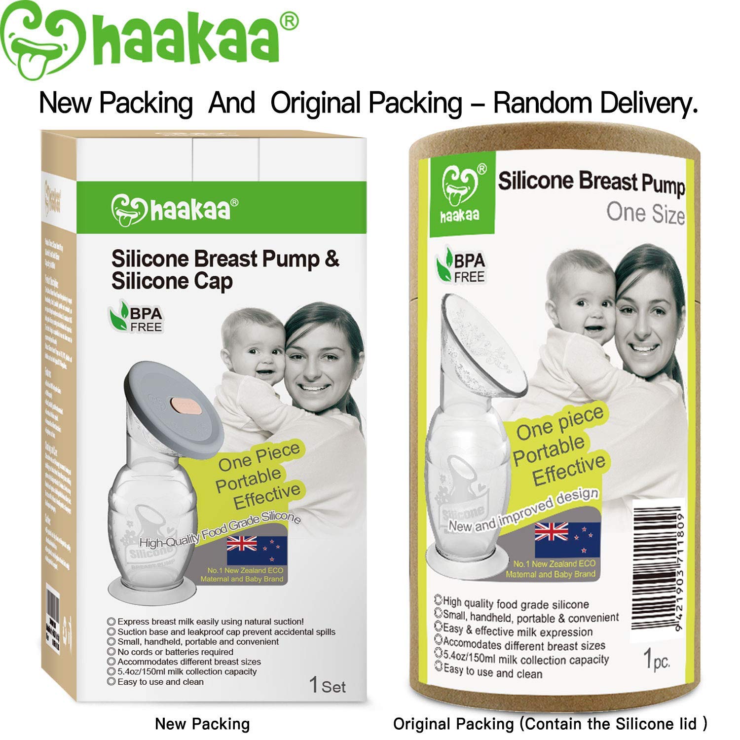 Haakaa Gen. 2 150ml Silicone Breast Pump with Suction Base & Leak Proof Silicone Cap