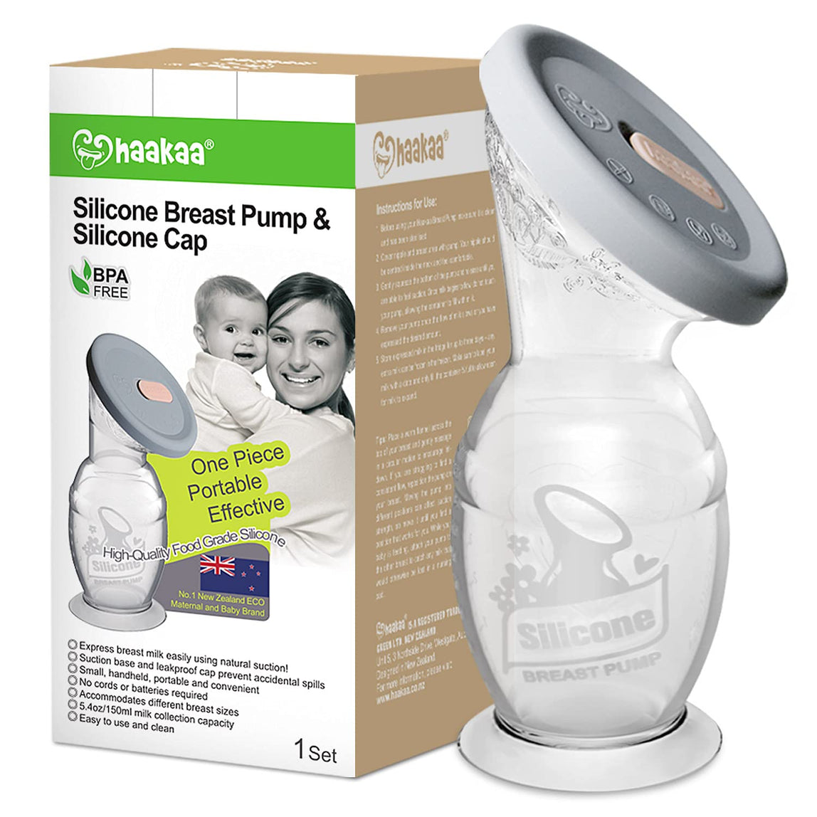 Haakaa Gen. 2 150ml Silicone Breast Pump with Suction Base & Leak Proof Silicone Cap - MamaApp