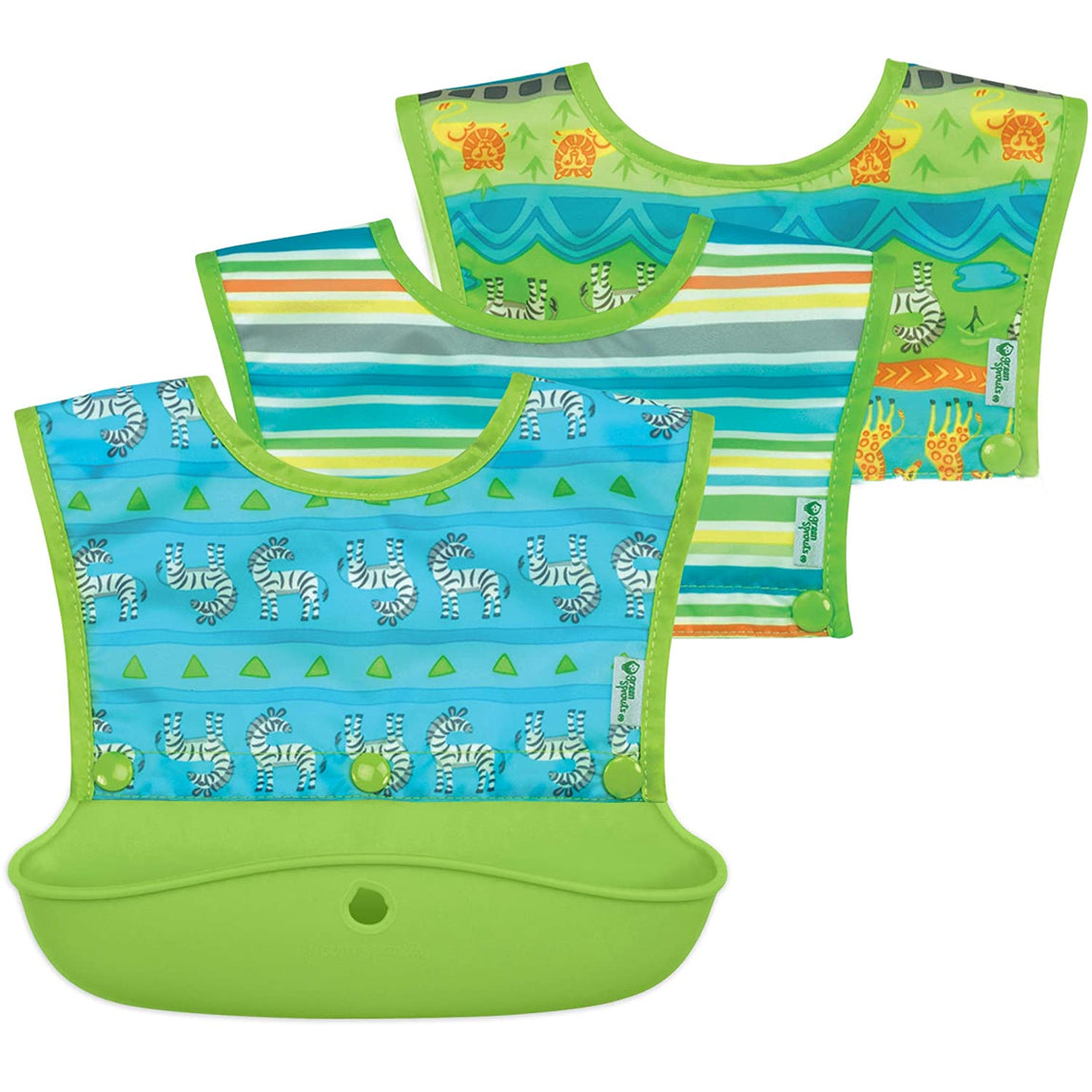 Green Sprouts Snap & Go Silicone Food Catcher Bib 3in1 Set - MamaApp