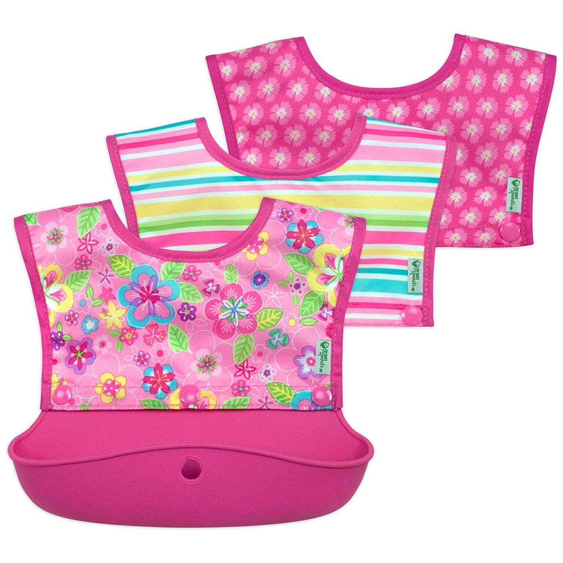 Green Sprouts Snap & Go Silicone Food Catcher Bib 3in1 Set - MamaApp