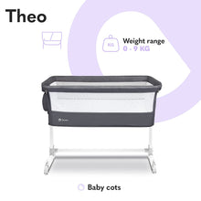 Lionelo Theo Adjustable Bedside Cot - Dark Grey