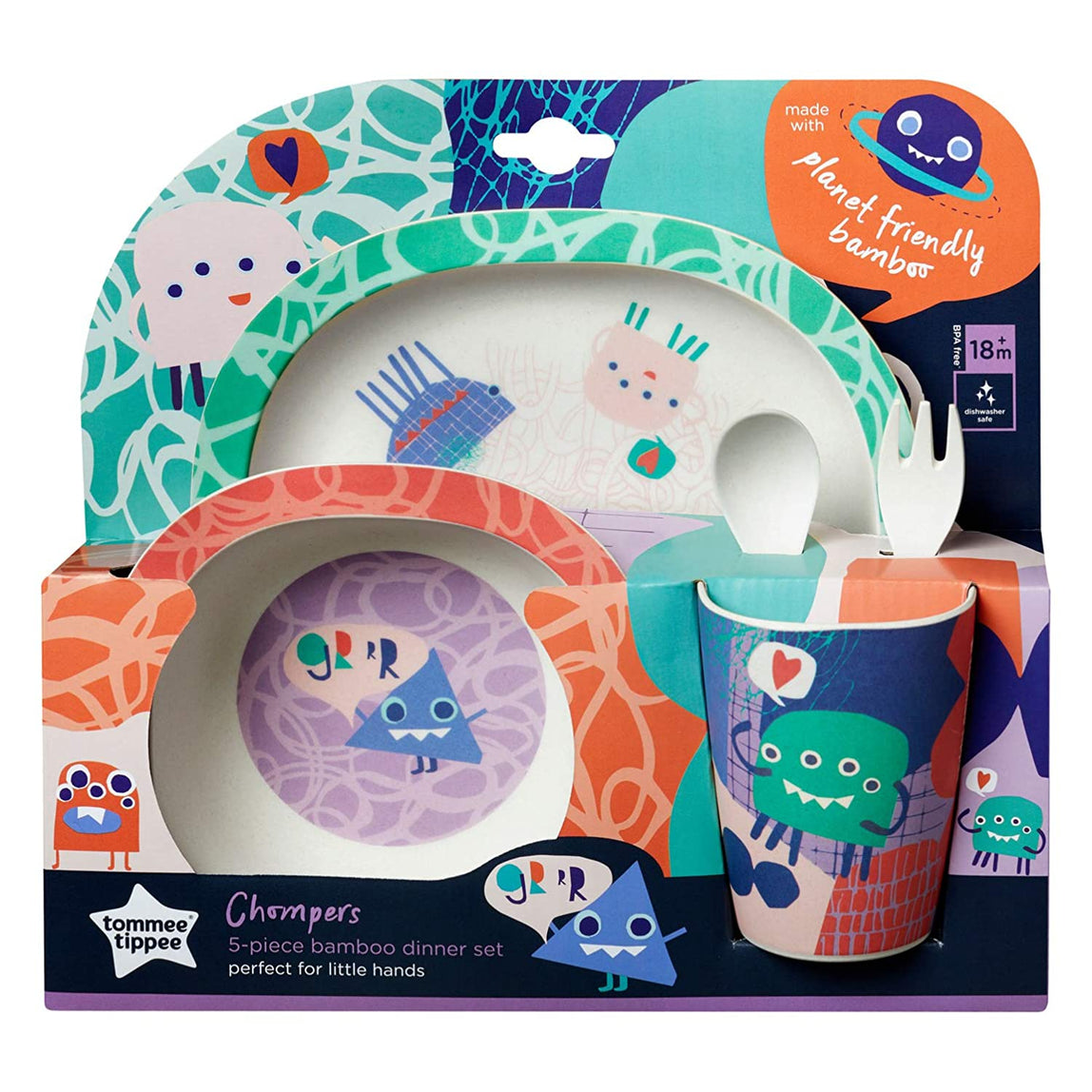 Tommee Tippee Chompers 5-Piece Bamboo Dinner Set - MamaApp