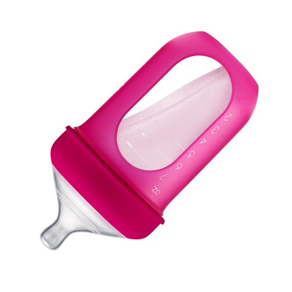 Tomy Boon Nursh + Silicone Pouch Bottle 8oz Pink - MamaApp