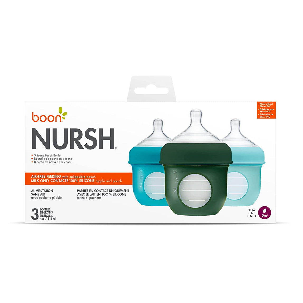 Tomy Boon Nursh Silicone Pouch Bottles (3 Pack) - MamaApp