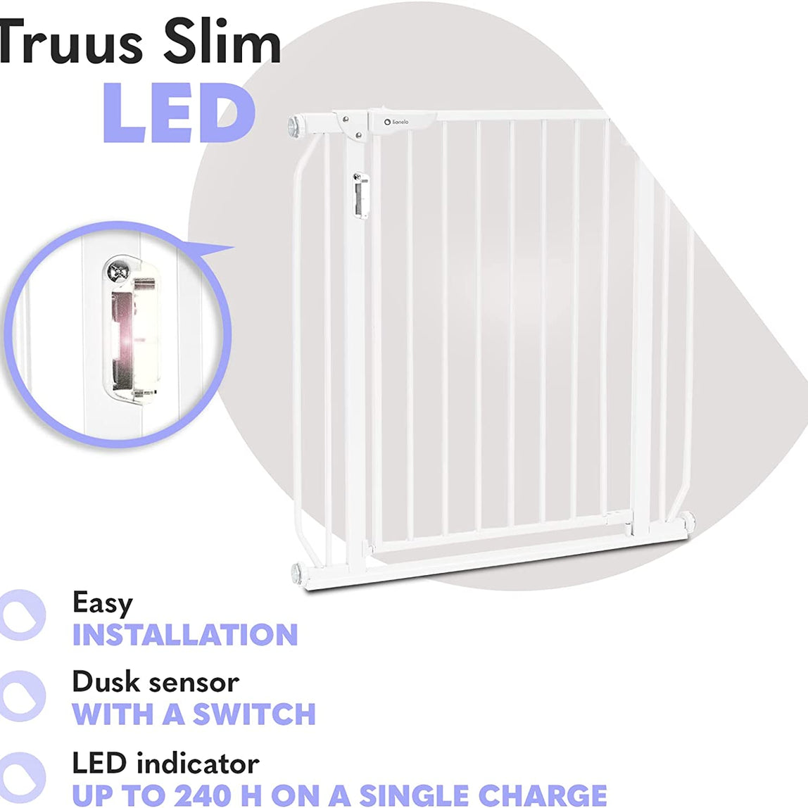 Lionelo Truus Slim Led Baby Gate - MamaApp