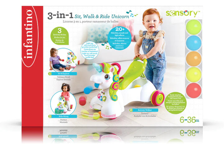 Infantino 3in1 Sit, Walk & Ride Unicorn