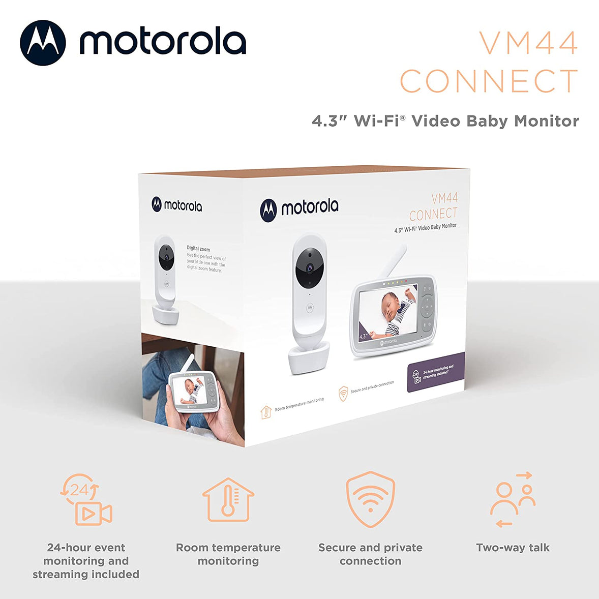 Motorola 4.3" Wi-fi Video Baby Monitor VM44 Connect