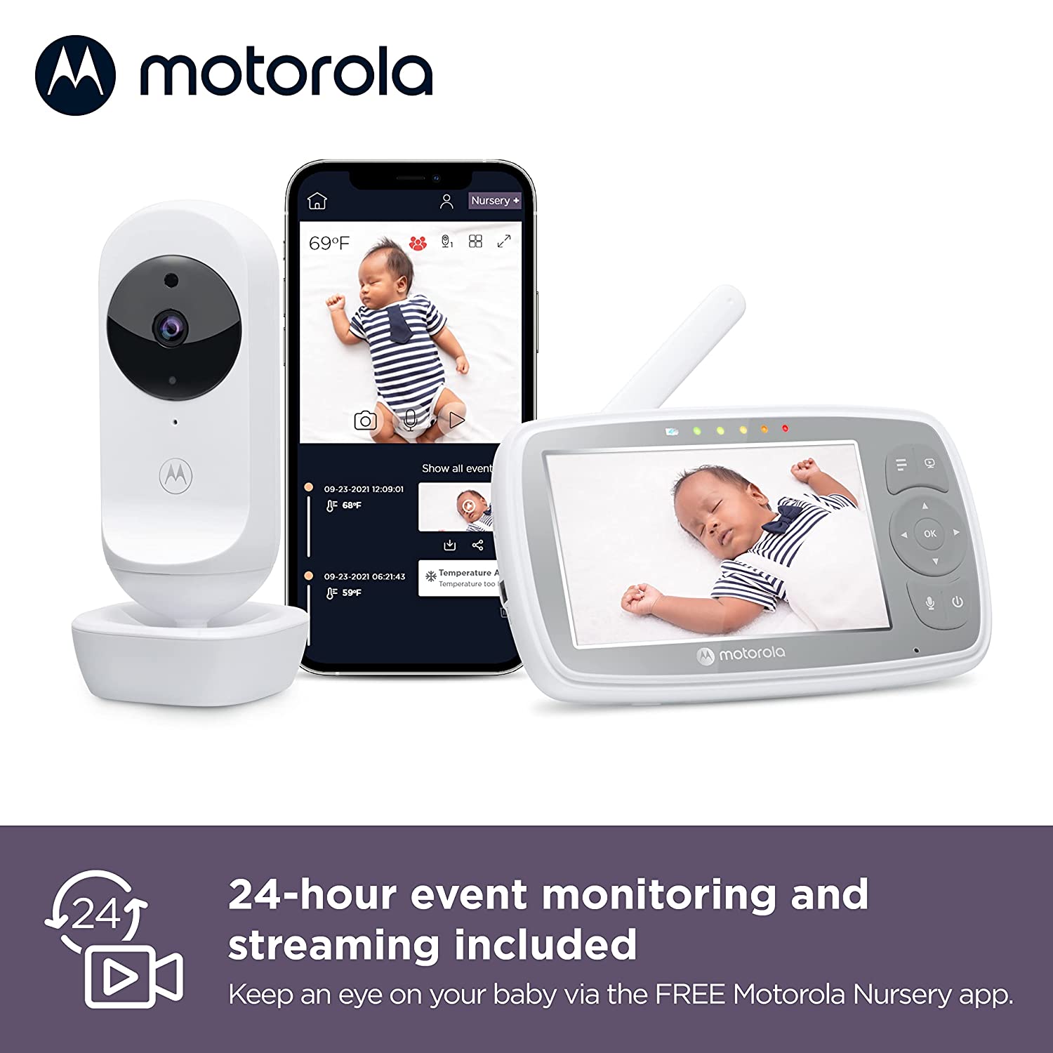Motorola 4.3" Wi-fi Video Baby Monitor VM44 Connect