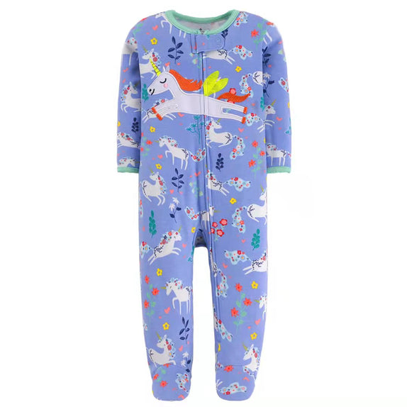 Purple Unicorn Zipper Pajama - Organic Cotton - MamaApp